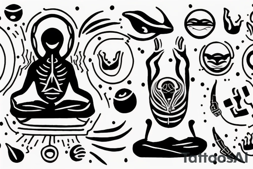 alien meditating simple symmetric tattoo idea