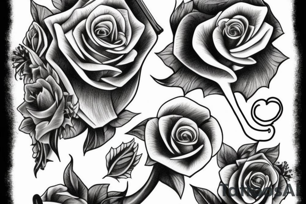 Grim reaper holding a black rose tattoo idea