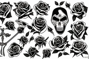 Grim reaper holding a black rose tattoo idea