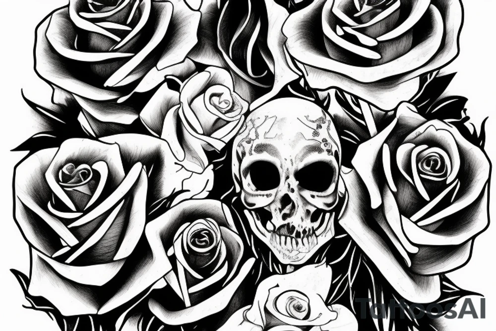Grim reaper holding a black rose tattoo idea