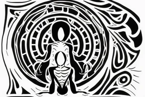 alien meditating simple symmetric tattoo idea