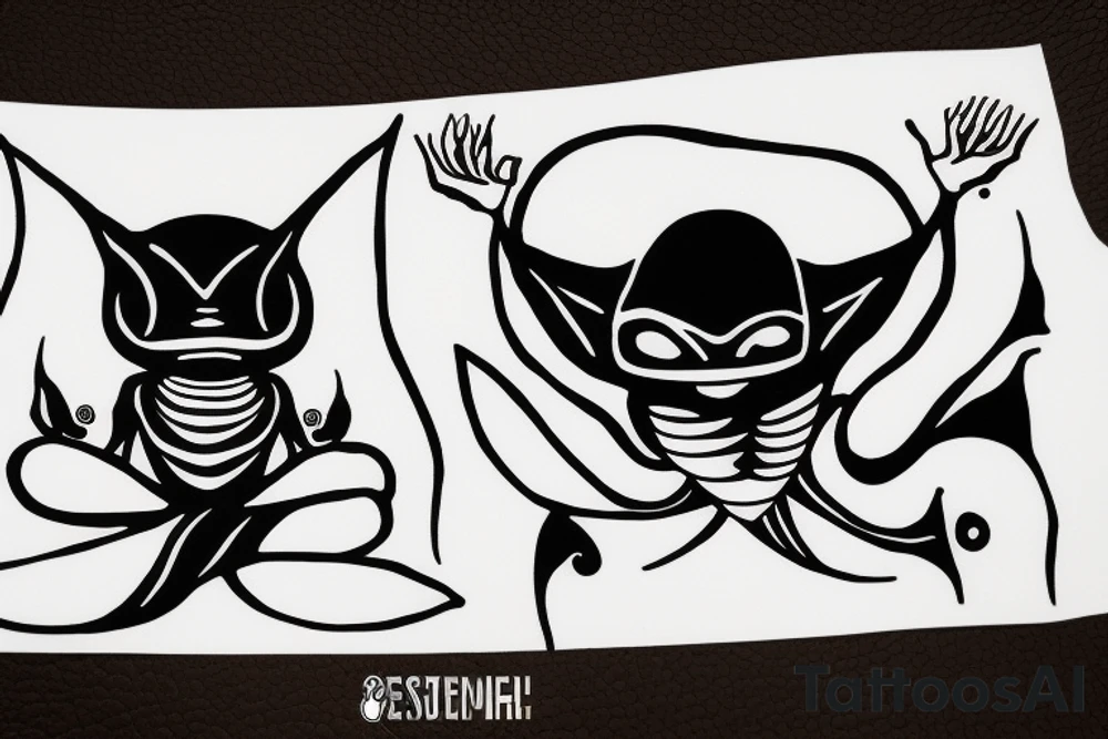 clean alien meditating simple symmetric tattoo idea