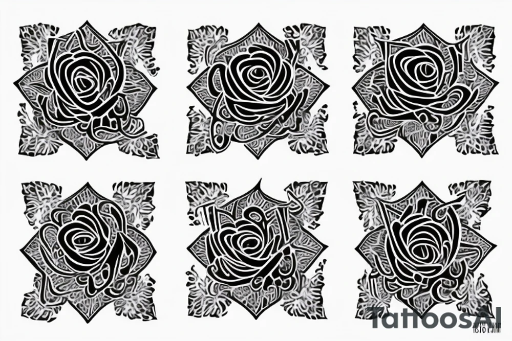 arabic calligraphy rose in word saudade tattoo idea