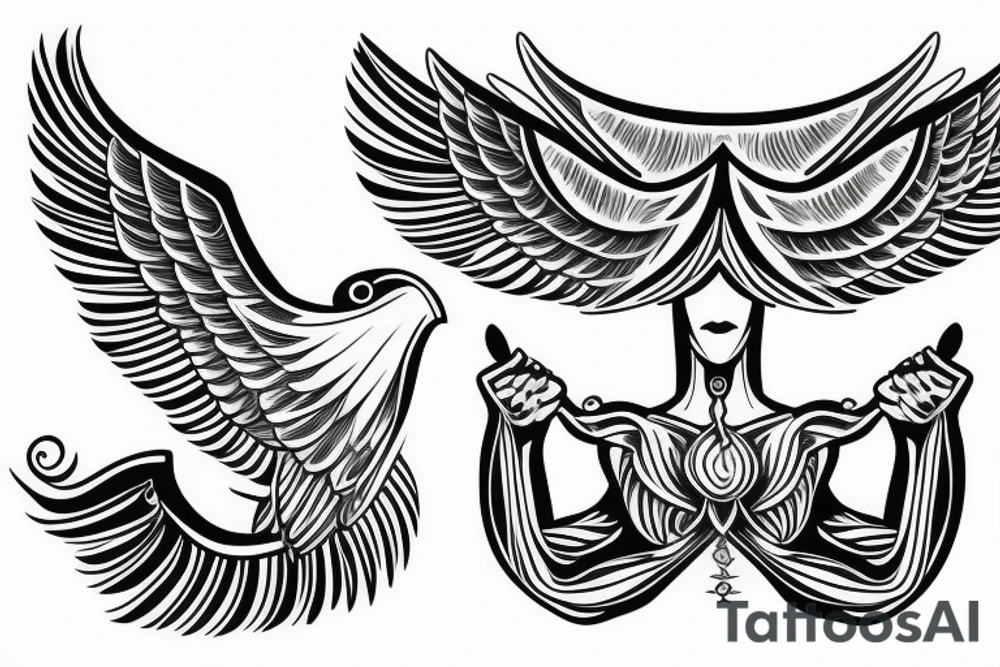 clean alien meditating with wings
simple symmetric tattoo idea