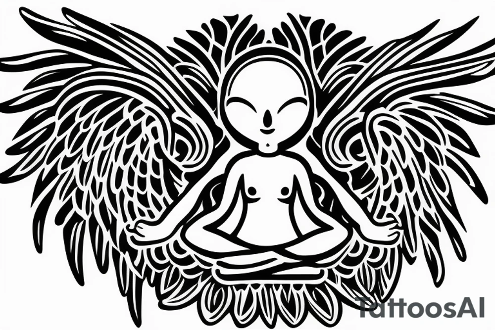 clean alien meditating with wings
simple symmetric tattoo idea