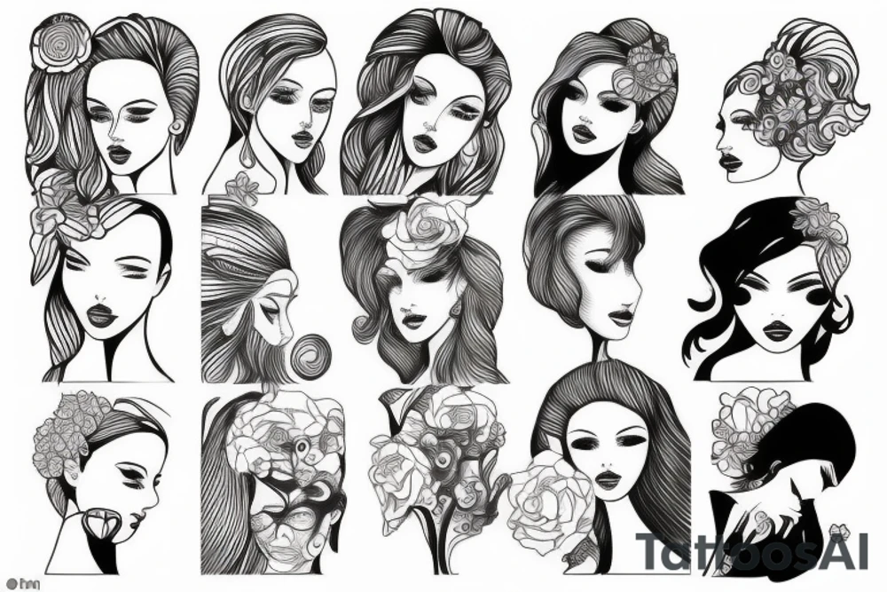 fine line woman tattoo idea