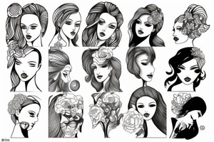 fine line woman tattoo idea