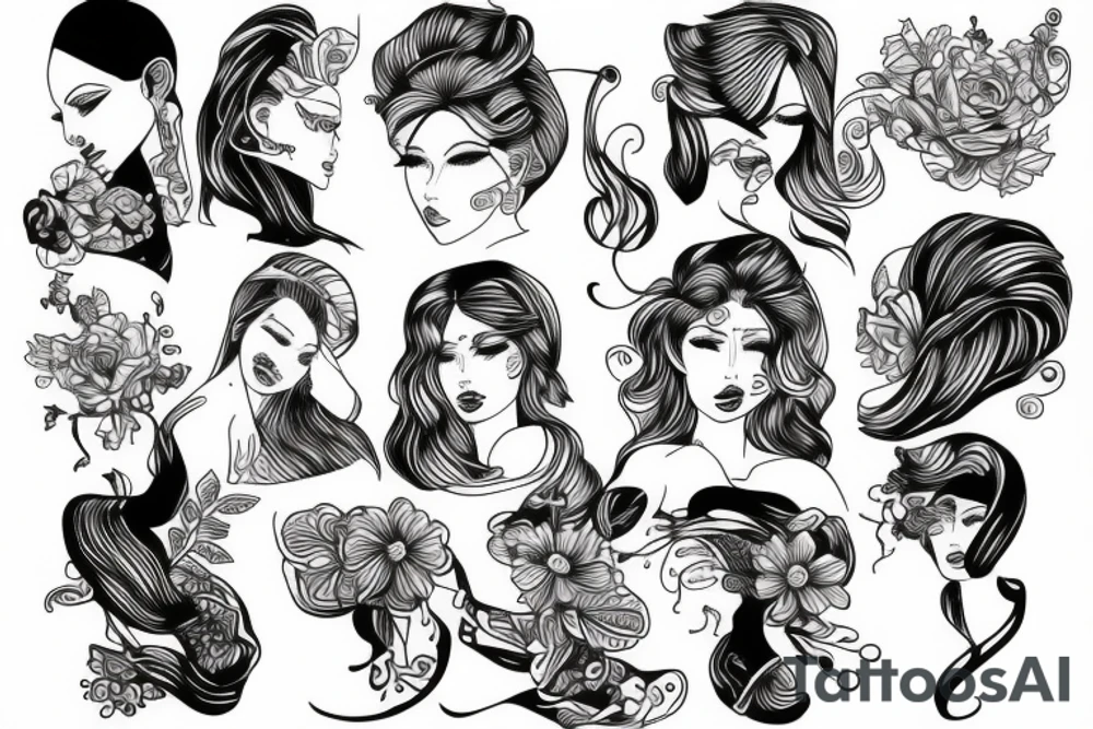fine line woman tattoo idea