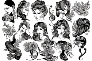 fine line woman tattoo idea