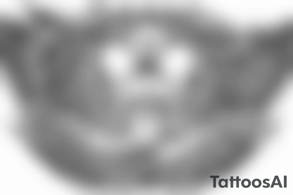 clean alien meditating with wings
simple symmetric tattoo idea