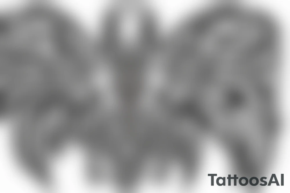 clean alien meditating with wings 
simple symmetric tattoo idea