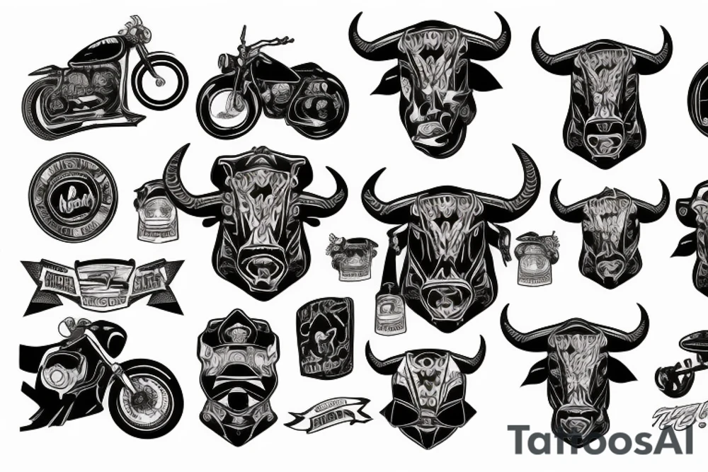 A motorcyclist with a bull's head tattoo idea
