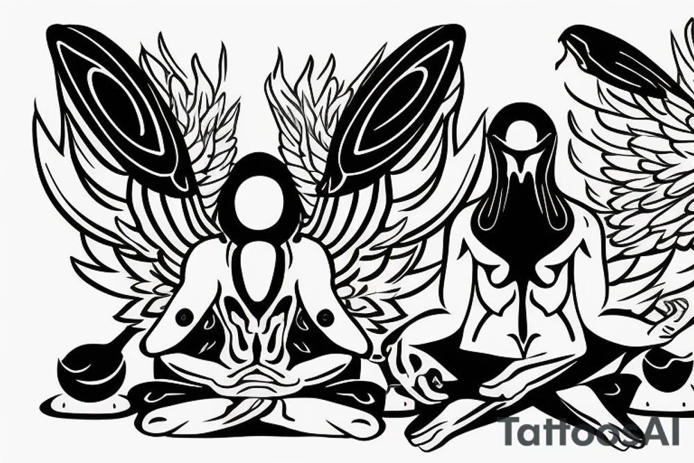 clean alien meditating with wings
simple symmetric tattoo idea