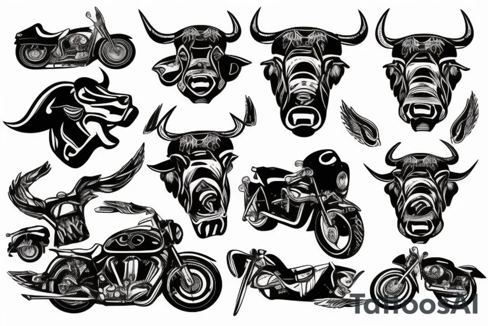 A motorcyclist with a bull's head tattoo idea