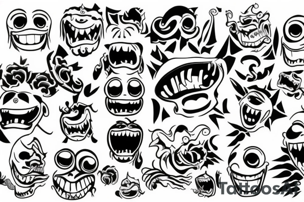 smiling monster tattoo idea