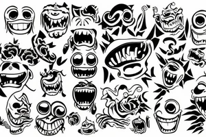 smiling monster tattoo idea