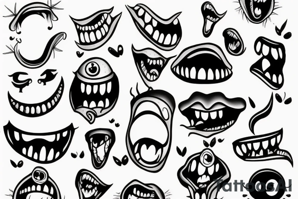 smiling monster tattoo idea