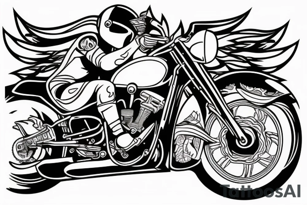 Biker driving a motorcycle tattoo idea
