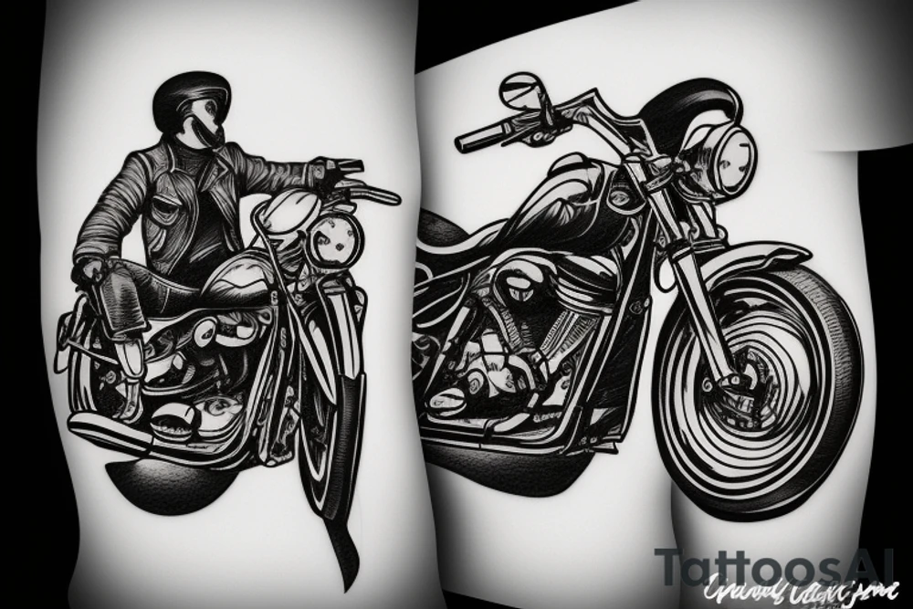 Biker driving a motorcycle tattoo idea