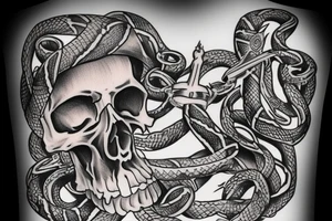 Skull snake and dagger tattoo idea