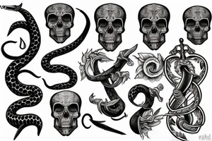 Skull snake and dagger tattoo idea