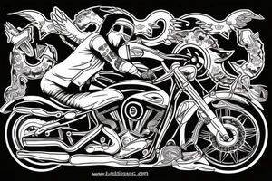 Biker driving a motorcycle tattoo idea