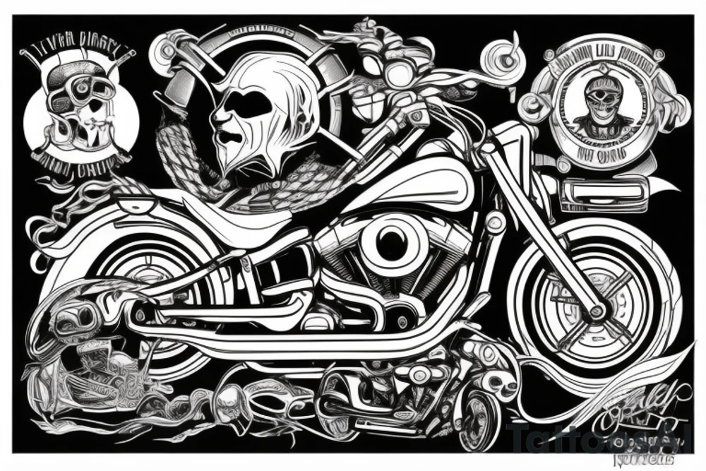Biker driving a Harley tattoo idea