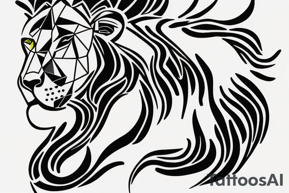 Lioness next to Leo star sign, a silhouette of little girl holding a ballon tattoo idea