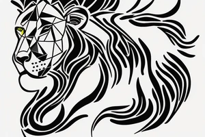 Lioness next to Leo star sign, a silhouette of little girl holding a ballon tattoo idea