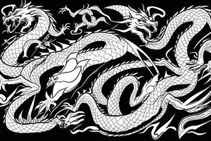dragon kickboxing with swords tattoo idea