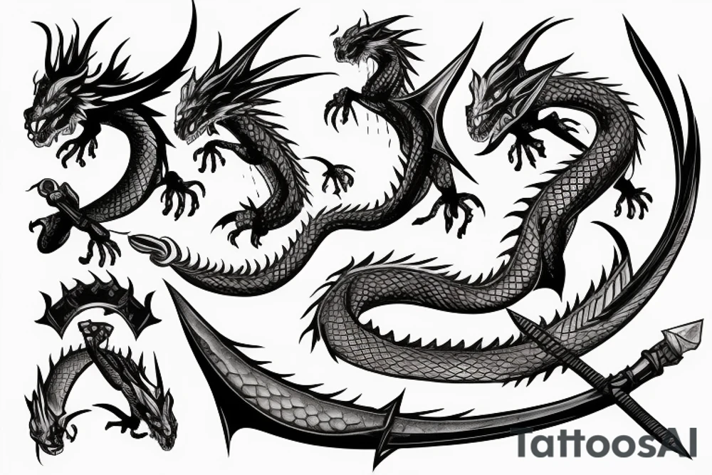 dragon slayer with swords tattoo idea