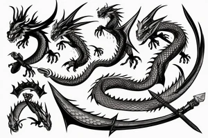 dragon slayer with swords tattoo idea