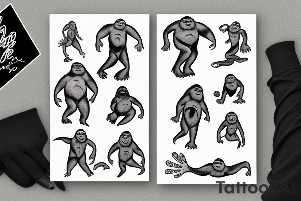 bigfoot dancing tattoo idea