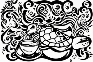Turtle drinking coffee tattoo idea