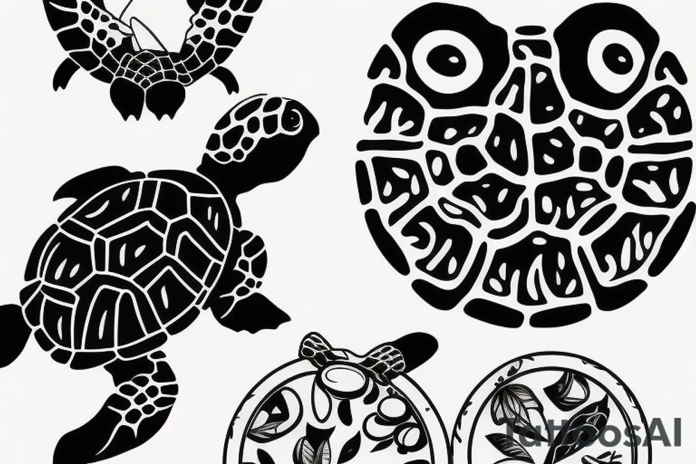 Turtle drinking coffee tattoo idea