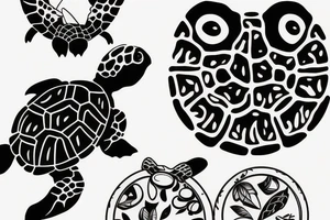 Turtle drinking coffee tattoo idea