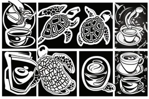 Turtle drinking coffee tattoo idea