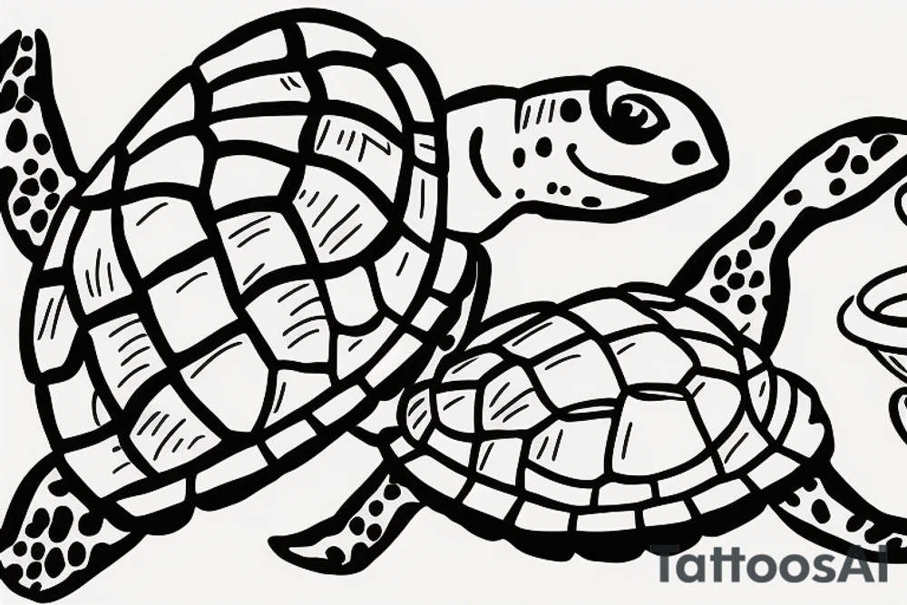 Turtle drinking coffee tattoo idea