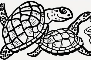Turtle drinking coffee tattoo idea