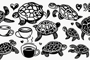 Turtle drinking coffee tattoo idea