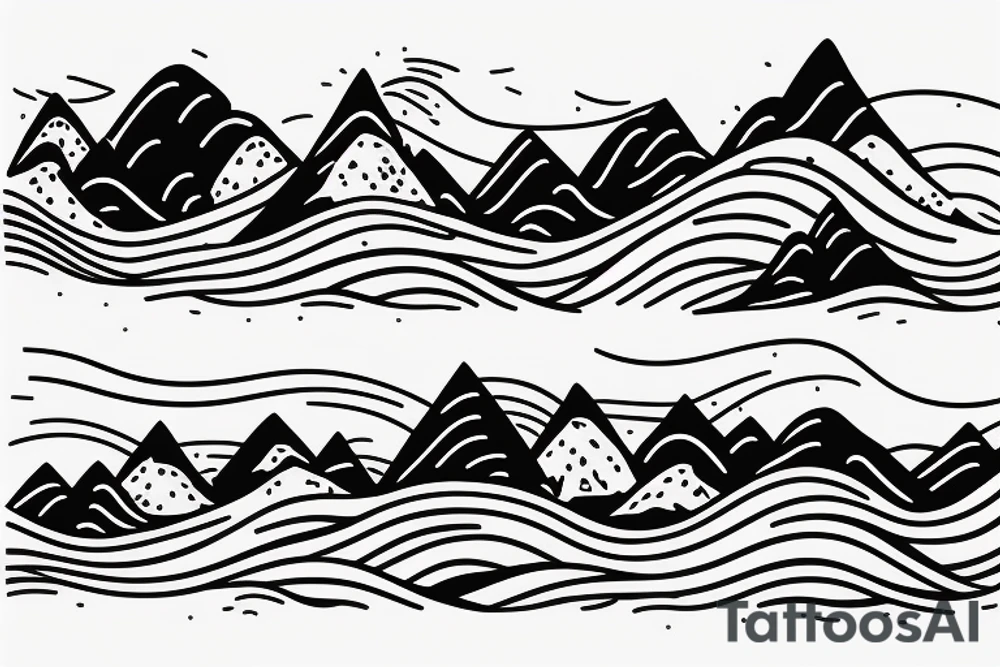 waves and mountains tattoo idea