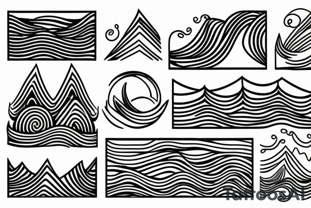 waves and mountains tattoo idea