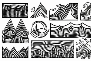 waves and mountains tattoo idea
