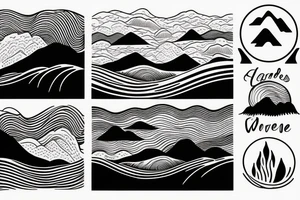 waves and mountains landscape tattoo idea