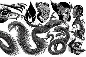 Cobra entrelaçada com heroi grego ou romano tattoo idea