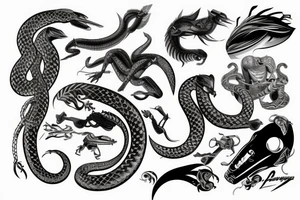 Cobra entrelaçada com heroi grego ou romano tattoo idea