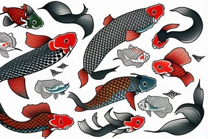 Koi fish swimming upstream tattoo idea