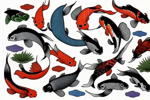 Koi fish swimming upstream tattoo idea