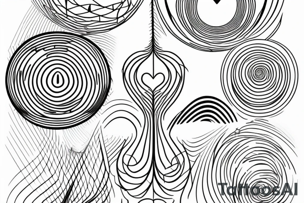 Self love design. around 4 to 5 inches. Symbolising freedom and self realisation. Simple line design. Fibonacci. Geometry. tattoo idea