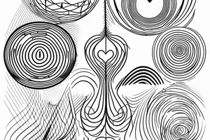 Self love design. around 4 to 5 inches. Symbolising freedom and self realisation. Simple line design. Fibonacci. Geometry. tattoo idea